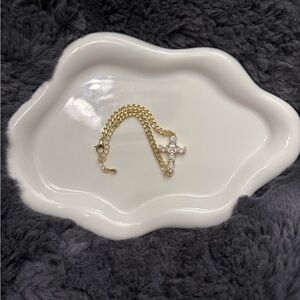 Gold Bracelet with Cross Charm